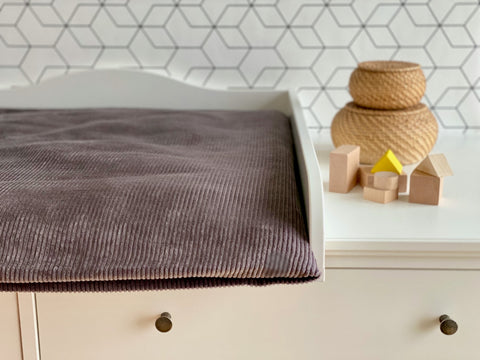 Cover for changing table mat cord wide cord grey