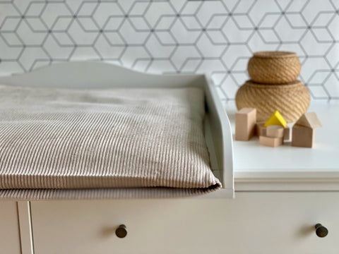 Cover for changing table pad corduroy wide wale beige taupe