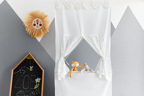 Puppet theater Punch and Judy show muslin yellow lemons including telescopic rod