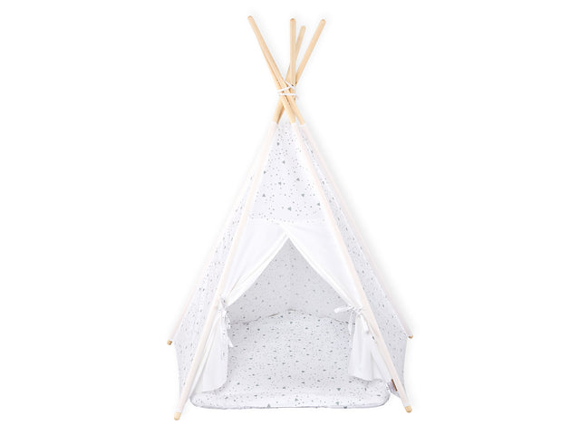 Play tent tipi Uniweiss rounded triangles grey