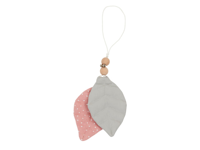 Pendentif mousseline gris uni pois roses
