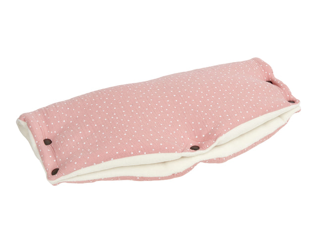Manchon de poussette mousseline pois roses