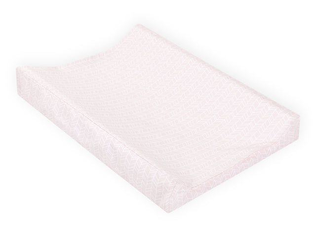 Housse de matelas à langer compensée motif plume blanche sur rose