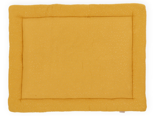 Tapis de jeu mousseline pois dorés sur jaune