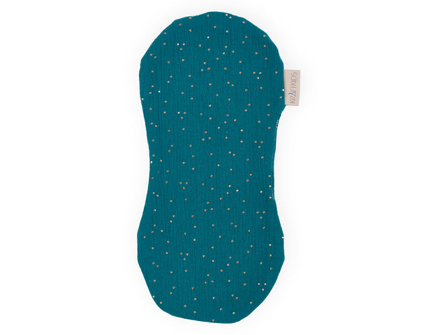 Burp chiffon mousseline pois dorés sur sarcelle