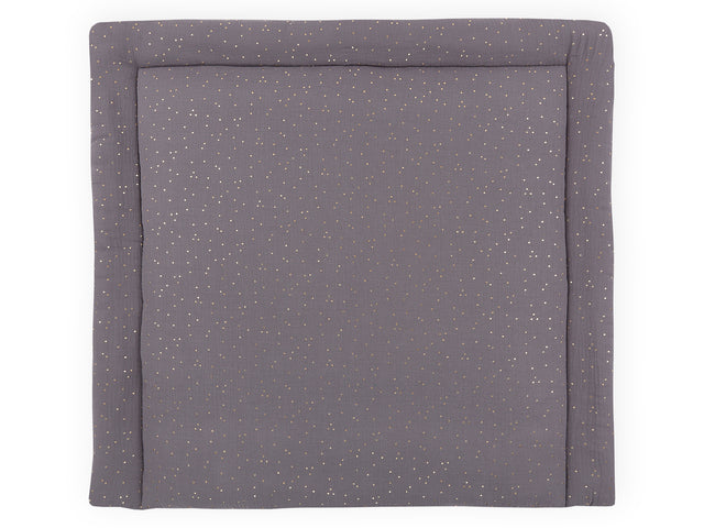 Changing mat muslin gold dots on gray