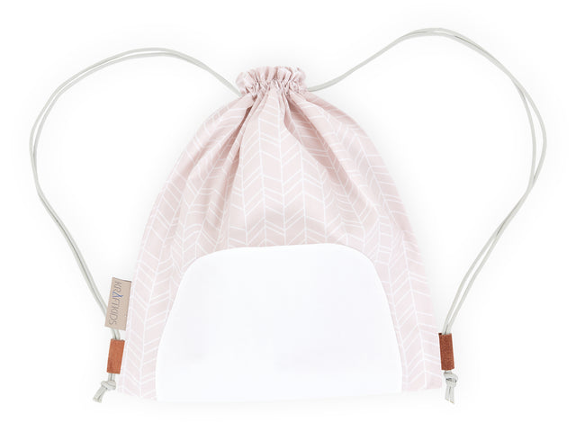 Sac de sport motif plume blanc sur rose