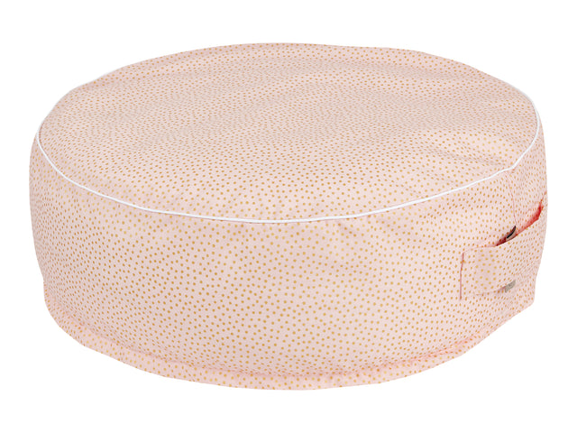 Pouf doré pois irréguliers sur rose