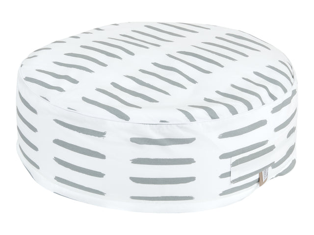 Pouf gray dashes on white