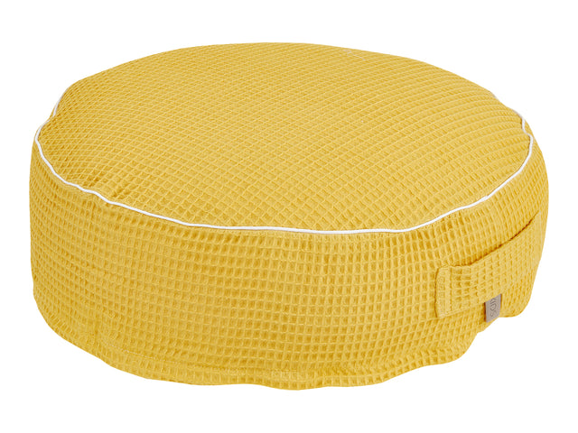 Pouf gaufré piqué moutarde