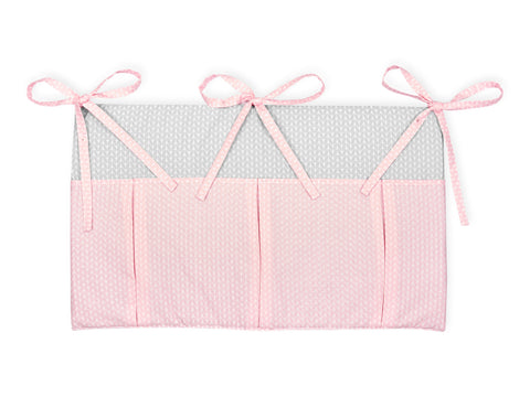 Betttasche kleine Blätter rosa auf Weiß