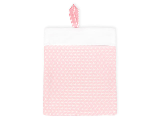 Gant de toilette petites feuilles rose sur blanc