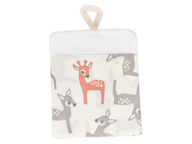 Washcloth small fawns gray orange on white
