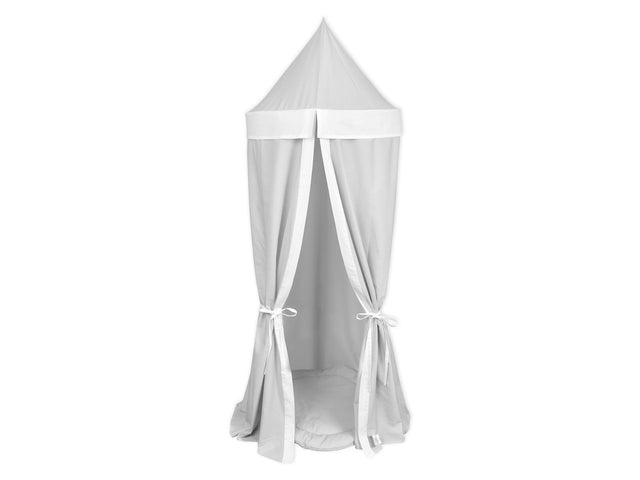 Tente suspendue Uniweiss petites feuilles gris clair sur blanc