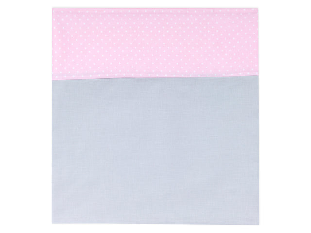 Tissu d'allaitement uni gris pois blancs sur rose