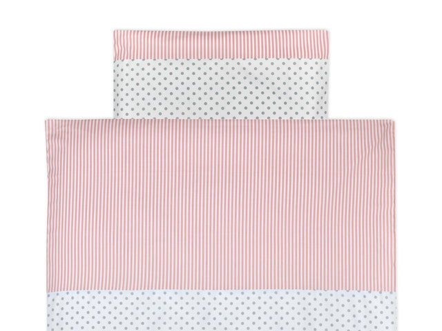 Bedding set gray dots on white stripes pink