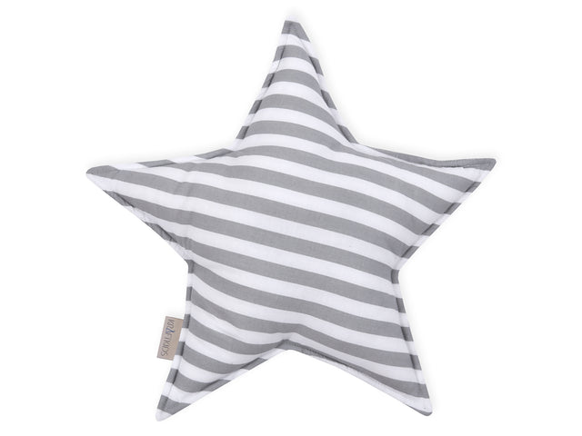 Coussin étoile rayures épaisses gris