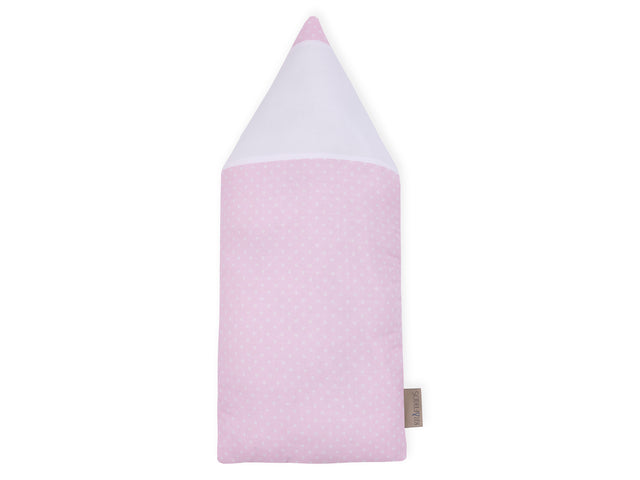 Crayon chiffon pois blancs sur rose
