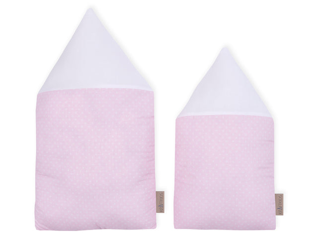 Fabric house plain white white dots on pink