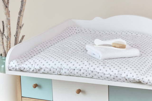Matelas à langer pois gris sur blanc
