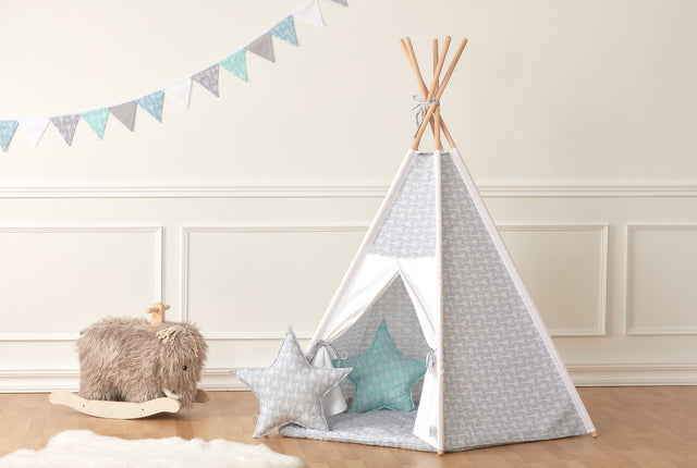 Tente de jeu tipi flèches blanches sur gris uniwhite