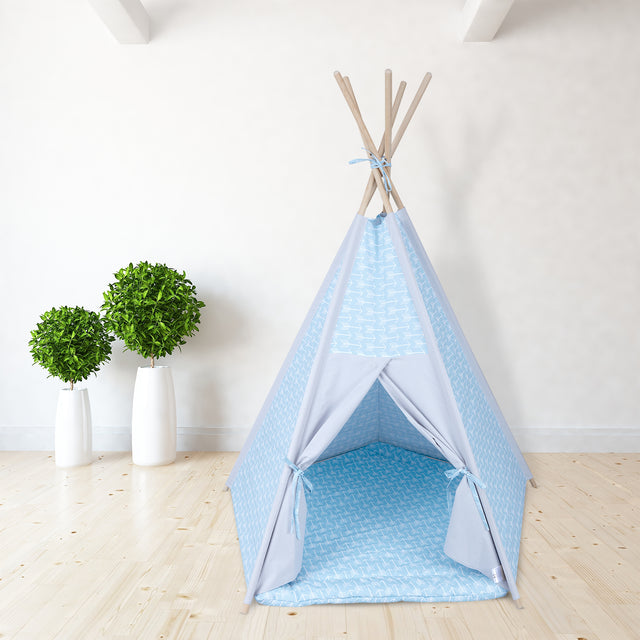Tente de jeu tipi flèches blanches sur bleu Unigrey