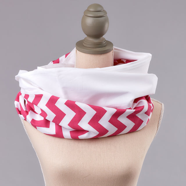 Pyjama d'allaitement uni blanc chevron magenta