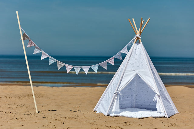 Play tent tipi Uniweiss rounded triangles grey