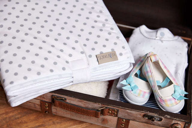 Travel changing pad gray dots on white