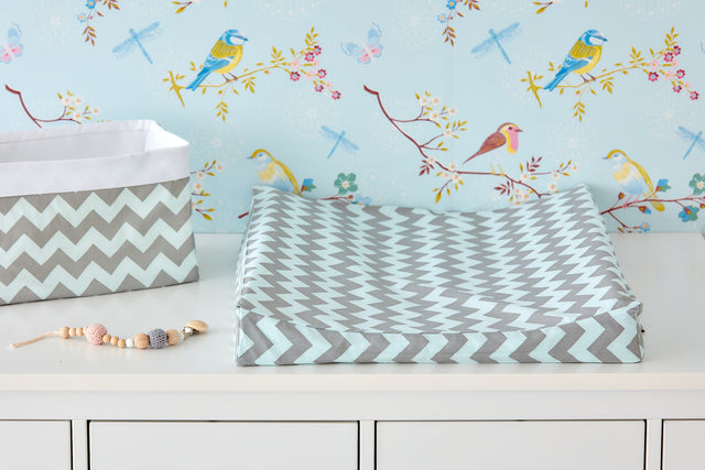 Cover for wedge changing mat Chevron light gray and mint