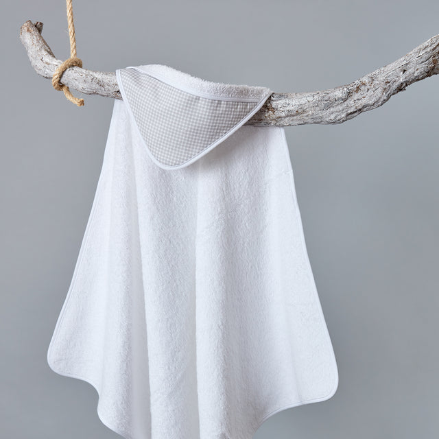 Serviette à capuche à carreaux gris