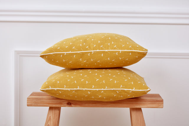 Cushion cover muslin yellow dandelion