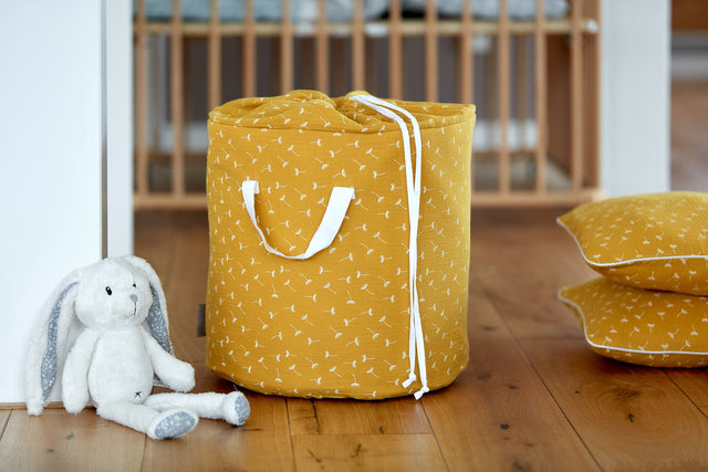 Toy basket muslin yellow dandelion