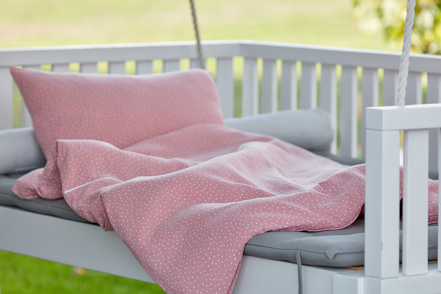 Duvet cover set muslin pink dots