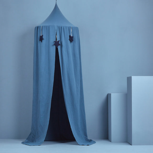 Tente suspendue mousseline bleu