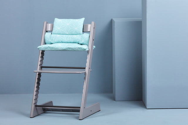 Coussins de Chaise Haute Diamante Mince Blanc sur Menthe