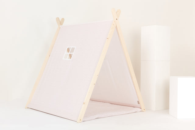 Play tent white feather pattern on pink