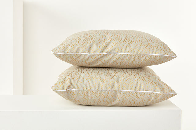 Cushion cover irregular gold dots on olive green