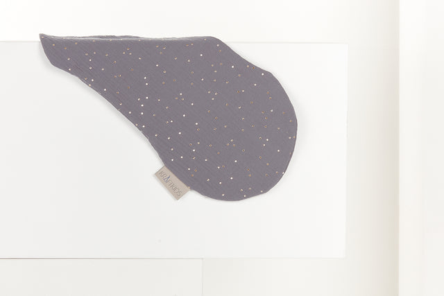 Burp cloth muslin gold dots on gray