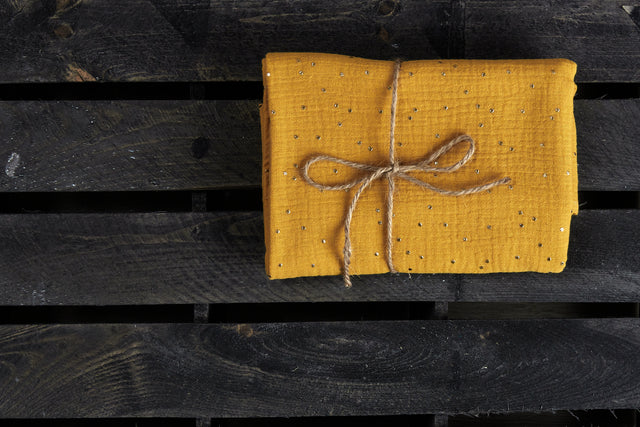 Muslin cloth Muslin gold dots on yellow