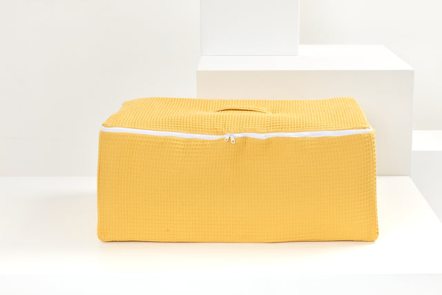 Basket for underbed waffle piqué mustard