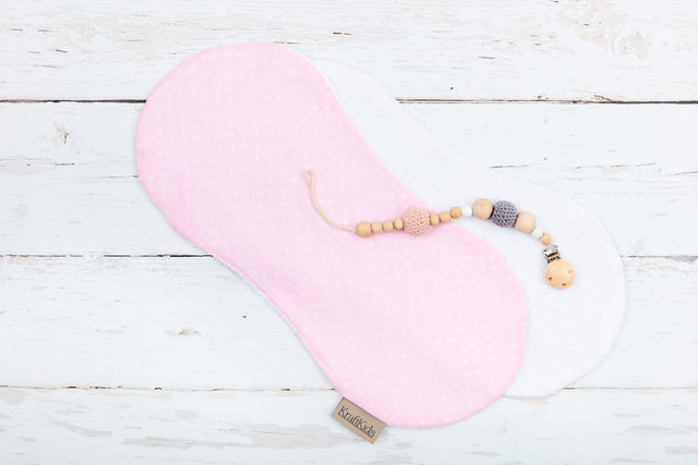Burp cloth white dots on pink