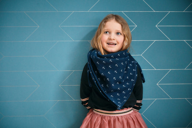 Neckerchief muslin dark blue anchor