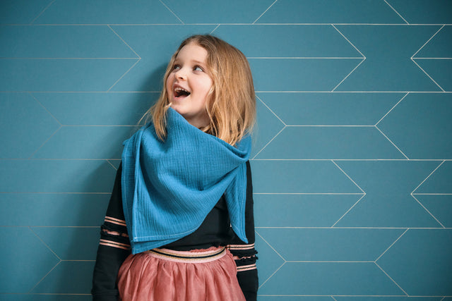 Bandana mousseline bleu
