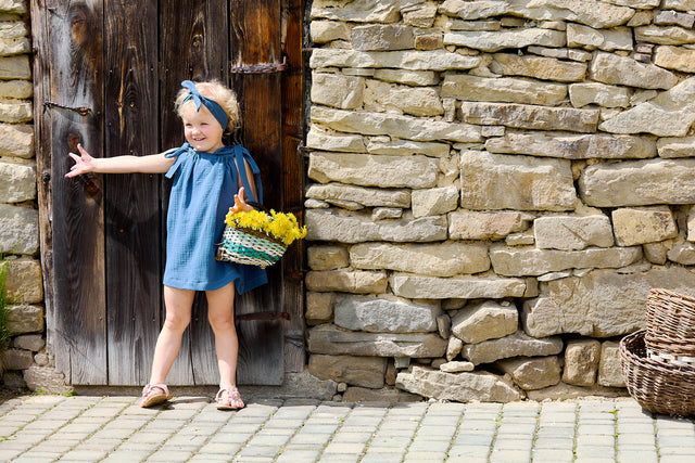 Girls dress muslin blue