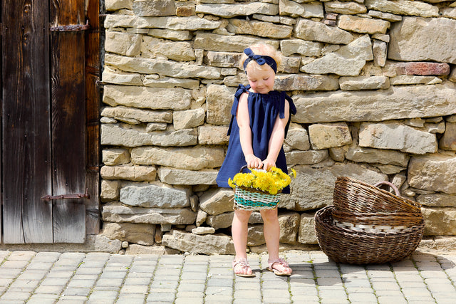 Girls dress muslin dark blue