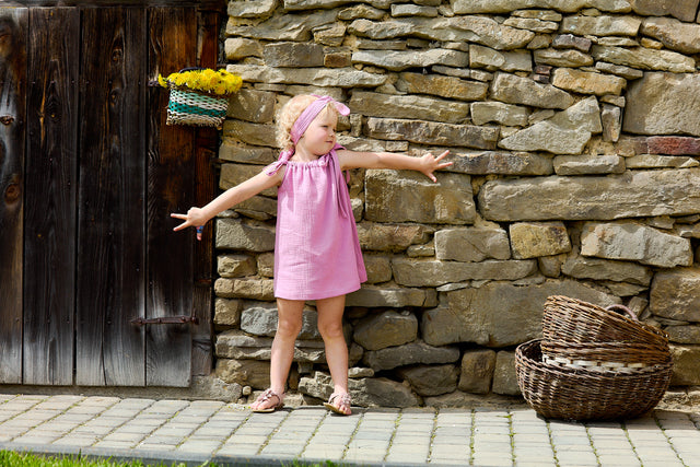 Vestido Niñas Muselina Rosa