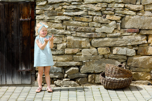 Girls dress muslin mint dandelion