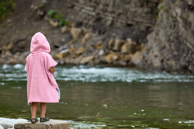 Poncho de Baño Muselina Lunares Rosa