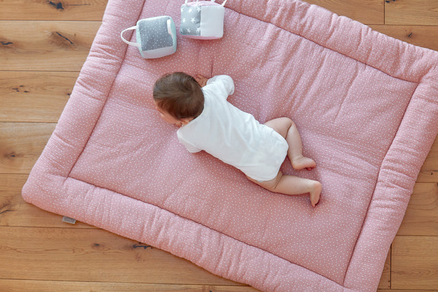 Tapis de parc mousseline pois rose